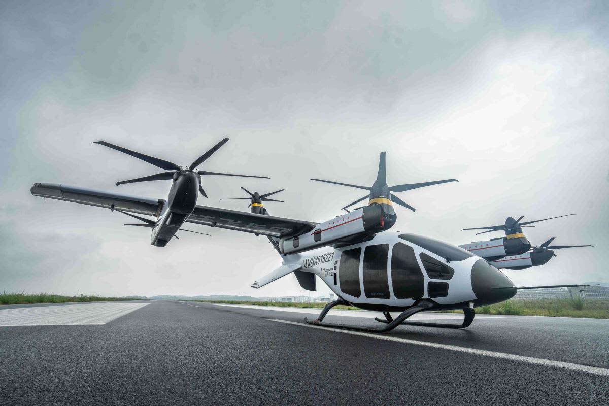 Aerofugia's AE200 eVTOL aircraft on a runway