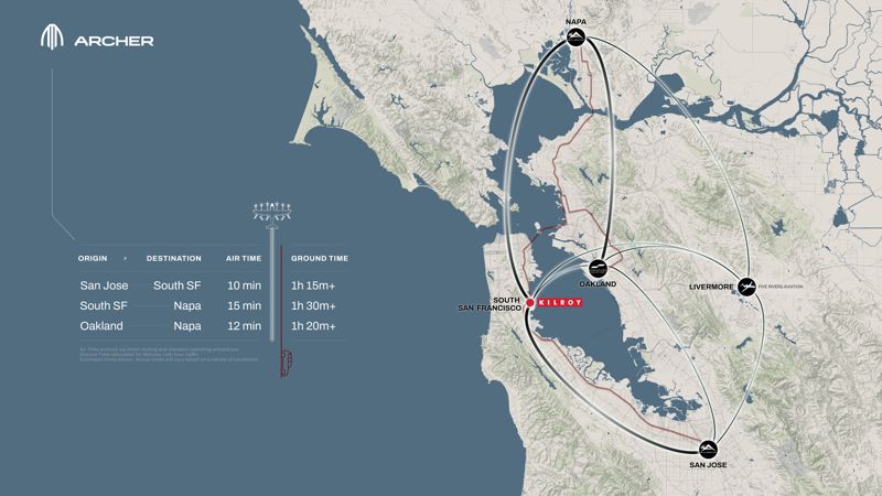 Archer Aviation Groundbreaking Plans for the San Fransisco Bay Area Air Mobility Network