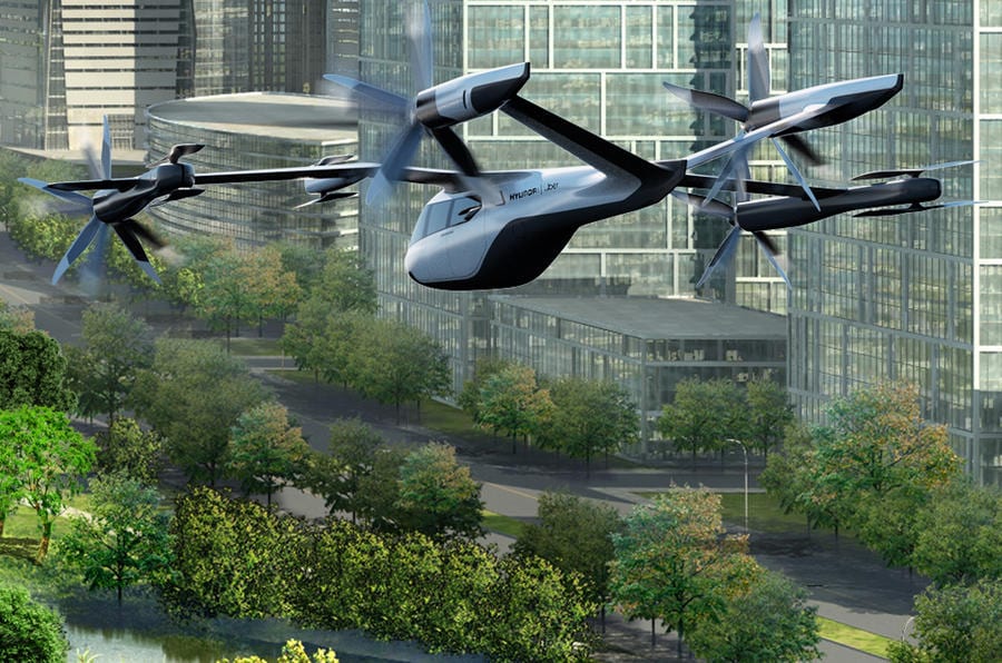 Hyundai's S-A1 is an electric vertical takeoff and landing (eVTOL) air taxi concept. 