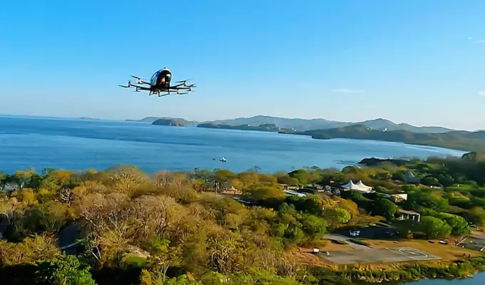 EHang’s EH216-S Pilotless eVTOL Successfully Completed Its Debut Flight in Latin America.