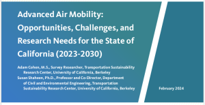 Advanced Air Mobility: Opportunities, Challenges, and Research Needs for the State of California (2023-2030)