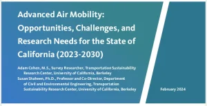 Advanced Air Mobility: Opportunities, Challenges, and Research Needs for the State of California (2023-2030)